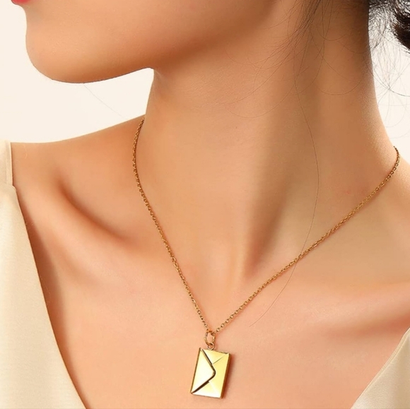 Gold Letter Envelope Love Note Necklace - Picture 3 of 7